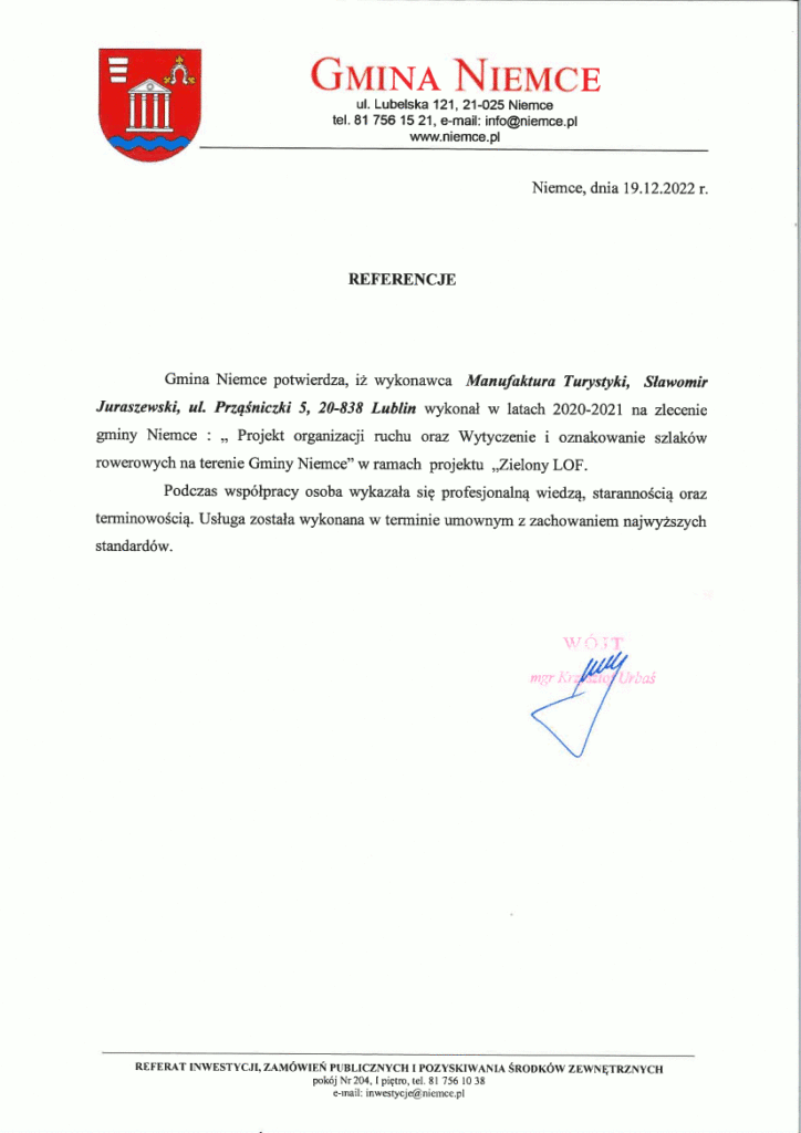 referencje gmina Niemce