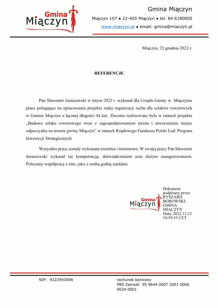 referencje gmina Miączyn